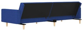 Sofá-cama 2 lugares com duas almofadas tecido azul