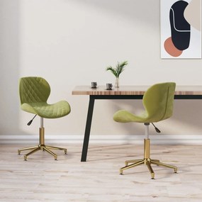 vidaXL Cadeiras de jantar giratórias 2 pcs veludo verde-claro