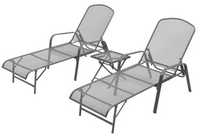 Espreguiçadeiras com mesa 2 pcs aço antracite