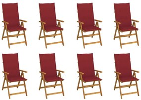 vidaXL Cadeiras de jardim dobráveis c/ almofadões 8 pcs acácia maciça