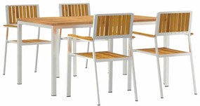 Conjunto de Jantar de 5 Peças de Jardim vidaXL em Madeira de Acácia