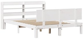 Estrutura cama c/ cabeceira 120x190 cm pinho maciço branco