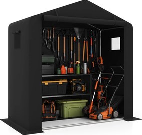 Abrigo de Jardim para Armazenamento, 190 x 95 x 194 cm, Porta com Fecho de Correr, Preto