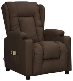 Poltrona de massagens elétrica couro artificial castanho