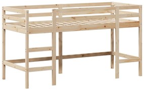 Cama alta c/ escada e telhado 80x200 cm pinho maciço