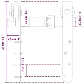 Kit para armário deslizante aço carbono 244 cm