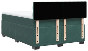 Cama com molas/colchão 140x190 cm veludo verde-escuro
