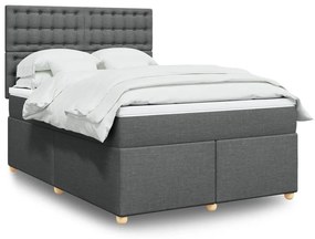 vidaXL Cama com molas/colchão 140x200 cm tecido cinzento-escuro