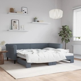 Sofá-cama com gavetão 90x190 cm veludo cinzento-escuro