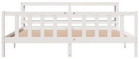 Cama sem colchão 200x200 cm madeira de pinho maciça branco