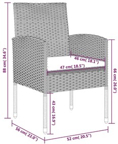 5 pcs Conjunto de jantar para jardim preto