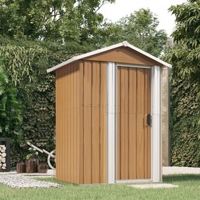 vidaXL Abrigo de jardim 126x97,5x177 cm aço galvanizado castanho
