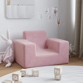 341814 vidaXL Sofá infantil de pelúcia rosa