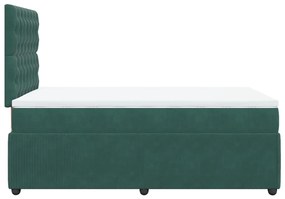 Cama boxspring com colchão 120x200 cm veludo verde-escuro