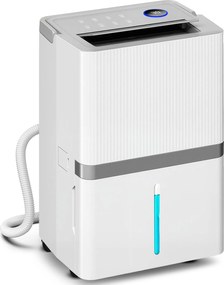 HOMCOM Desumidificador 35L/Dia para Áreas de 40-90 m² Indicador de Humidade Depósito de 5,5 Litros Temporizador 24h 35,5x27,5x52,2 cm Branco | Aosom Portugal