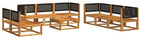 9 pcs conjunto de sofás de jardim com almofadões acácia maciça