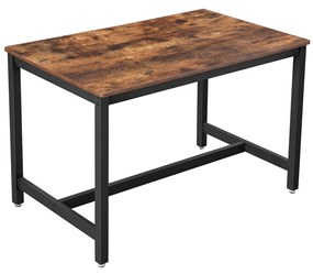 Mesa de jantar VASAGLE para 4 pessoas, mesa de cozinha, 120 x 75 x 75 cm, estrutura metálica resistente, estilo industrial, para sala de estar, sala de jantar, marrom rústico e preto KDT75X