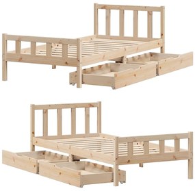 Cama sem colchão 75x190 cm madeira de pinho maciça