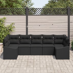 Conjunto de Jantar de Jardim em 7 Peças com Almofadas em Rattan Poliés