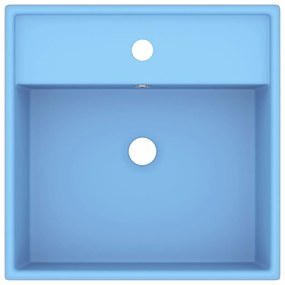 Lavatório luxuoso quadrado 41x41 cm cerâmica azul-claro mate