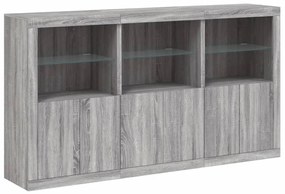 Aparador com luzes LED 181,5x37x100 cm cinzento sonoma