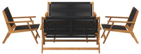 Cadeiras de Jardim com Mesa 5 pcs Preto Madeira Maciça de Acácia