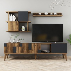 Móvel de TV Madrid – Nogueira e Antracite – 180x48,6x33,8 cm