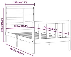 Cama sem colchão 100x200 cm madeira de pinho maciça branco