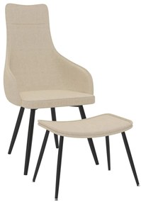 vidaXL Poltrona com apoio de pés tecido cor creme
