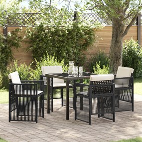 Conjunto de Jantar de 5 Peças vidaXL com Almofadas em Rattan Polímero