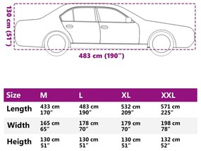 Cobertura de carro p/ Sedan com cintas de fivela L prateado