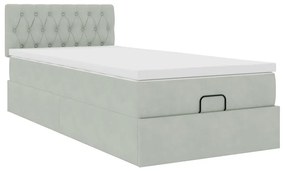 Estrutura cama otomana colchão 90x200 cm veludo cinzento claro
