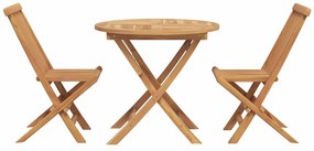 Conjunto Bistro de Jardim em 3 Peças Madeira Sólida de Acácia
