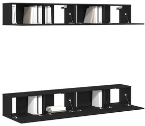 Estante de TV 4 Peças - Montada na Parede em Carvalho Preto