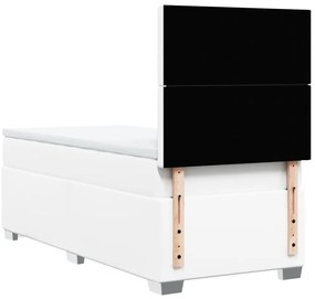 Cama com molas/colchão 80x200 cm couro artificial branco