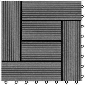 Ladrilhos de pavimento 22 pcs WPC 2m² 30x30 cm cinzento