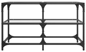 Mesa de centro c/ topo em vidro transparente 78,5x40x45 cm aço