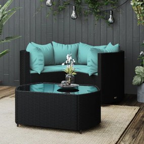 vidaXL 4 pcs conjunto lounge de jardim c/ almofadões vime PE preto