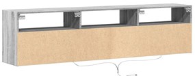 Móvel de parede p/ TV c/ luzes LED 180x31x45 cm cinzento sonoma