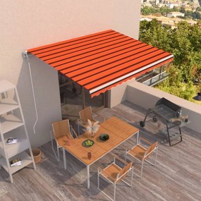 Toldo retrátil automático 450x350 cm laranja e castanho