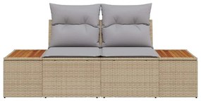 Sofá de Jardim 2 Lugares com Almofadas Bege em Rattan