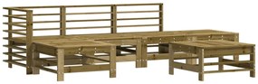 6 pcs conjunto lounge de jardim c/ almofadões pinho impregnado