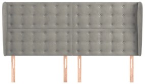 Cabeceira cama c/ abas veludo 183x23x118/128 cm cinzento-claro