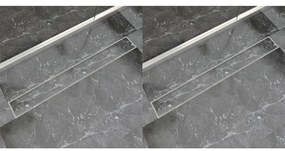 Dreno de chuveiro linear 2 pcs 930x140 mm aço inoxidável