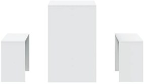 3 pcs conj. mesa de jantar e banco derivados de madeira branco