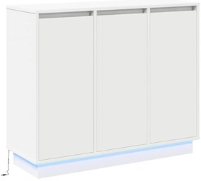 Aparador vidaXL com LED Branco 90x32x75 cm em madeira de engenharia