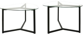 Conjunto de Mesas de Café Bellisimo - Preto Mate - 82x40x58cm e 82x36x