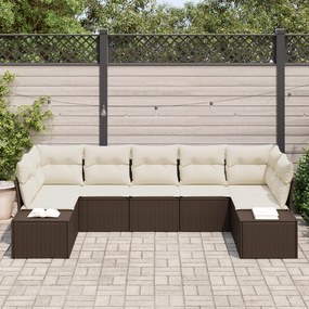 Conjunto de Sofá de Jardim de 7 Peças com Almofadas em Rattan PE Marro