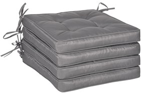 Outsunny Conjunto de Almofadas para Cadeiras de Jantar 42x42x5 cm Jogo de 4 Peças Almofadas para Cadeiras de Jardim Impermeáveis Cinzento