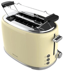 Torradeira vertical Toast&Taste 1000 Retro Double Bege Torradeira de aço com 2 ranhuras largas